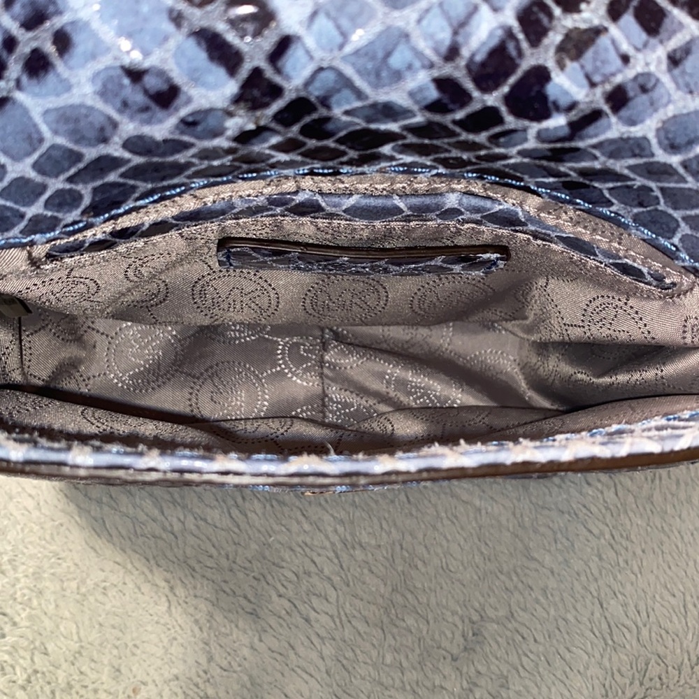 Michael Kors Fulton Blue Python Print Leather Cro… - image 7